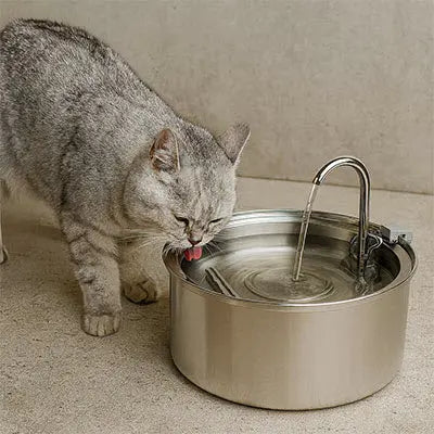 Fontaine à Eau Chat FontaineMiaou™ – Acier Inoxydable, Silencieuse & Élégante CatLoversBoutique.com