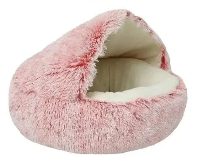 Lit pour chat Rond Moelleux avec Capuche - CatLoversBoutique.com