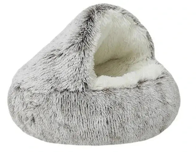 Lit pour chat Rond Moelleux avec Capuche - CatLoversBoutique.com