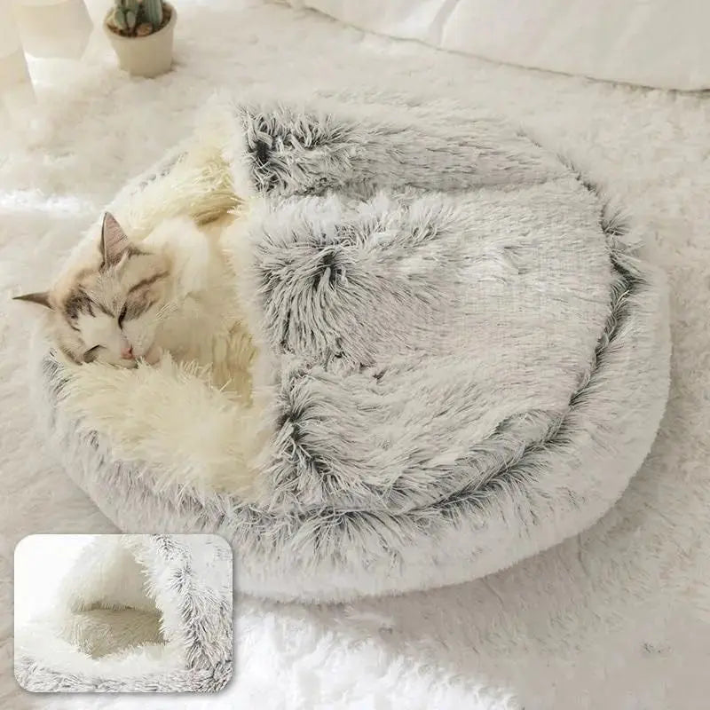 Lit pour chat Rond  Moelleux avec Capuche lecoledeschats