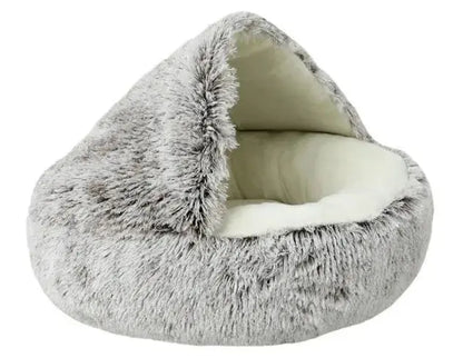 Lit pour chat Rond Moelleux avec Capuche - CatLoversBoutique.com