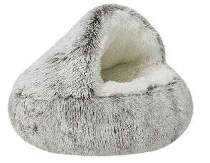 Lit pour chat Rond Moelleux avec Capuche - CatLoversBoutique.com