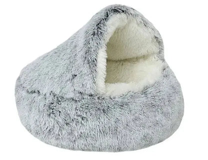 Lit pour chat Rond Moelleux avec Capuche - CatLoversBoutique.com