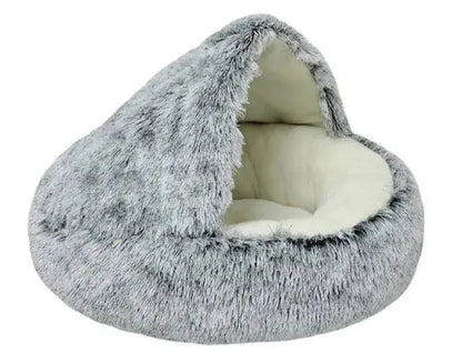 Lit pour chat Rond Moelleux avec Capuche - CatLoversBoutique.com