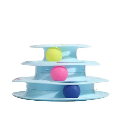 Pet cat toy Three-layer ball cat Turntable Cat interactive educational track toy cat space tower play plate CatLoversBoutique.com