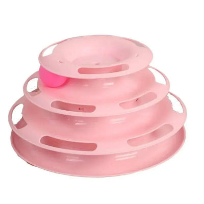 Pet cat toy Three-layer ball cat Turntable Cat interactive educational track toy cat space tower play plate CatLoversBoutique.com