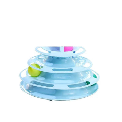 Pet cat toy Three-layer ball cat Turntable Cat interactive educational track toy cat space tower play plate CatLoversBoutique.com