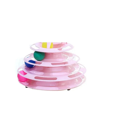 Pet cat toy Three-layer ball cat Turntable Cat interactive educational track toy cat space tower play plate CatLoversBoutique.com