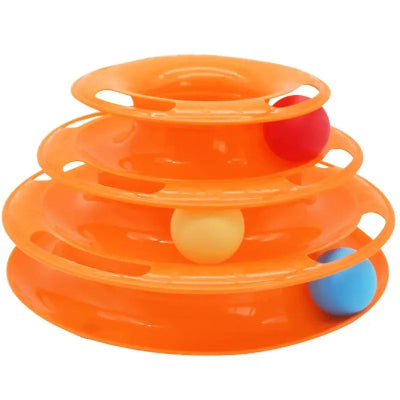 Pet cat toy Three-layer ball cat Turntable Cat interactive educational track toy cat space tower play plate CatLoversBoutique.com